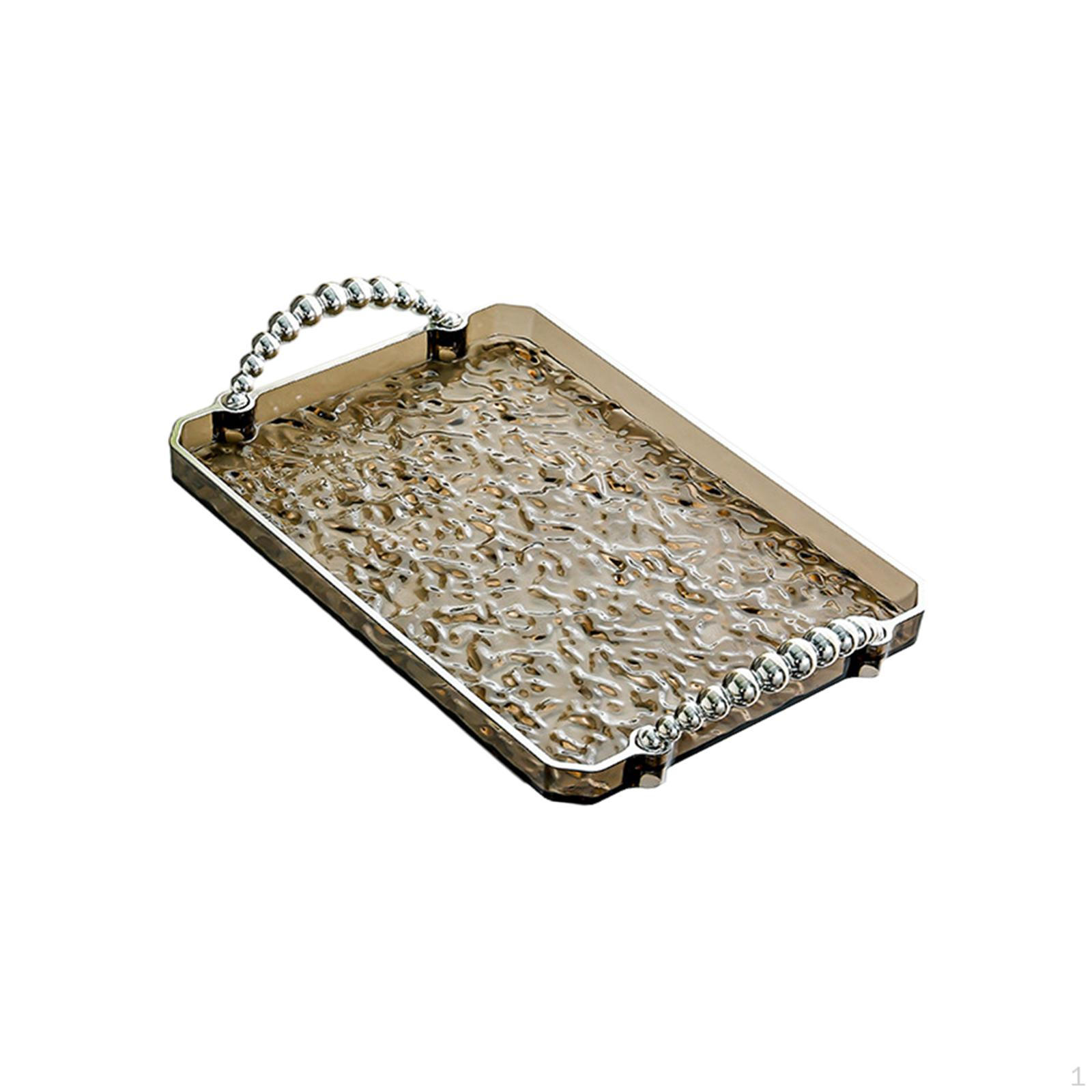 

Элегантный прямоугольный поднос для организации дома и офиса Gray Silver Edge