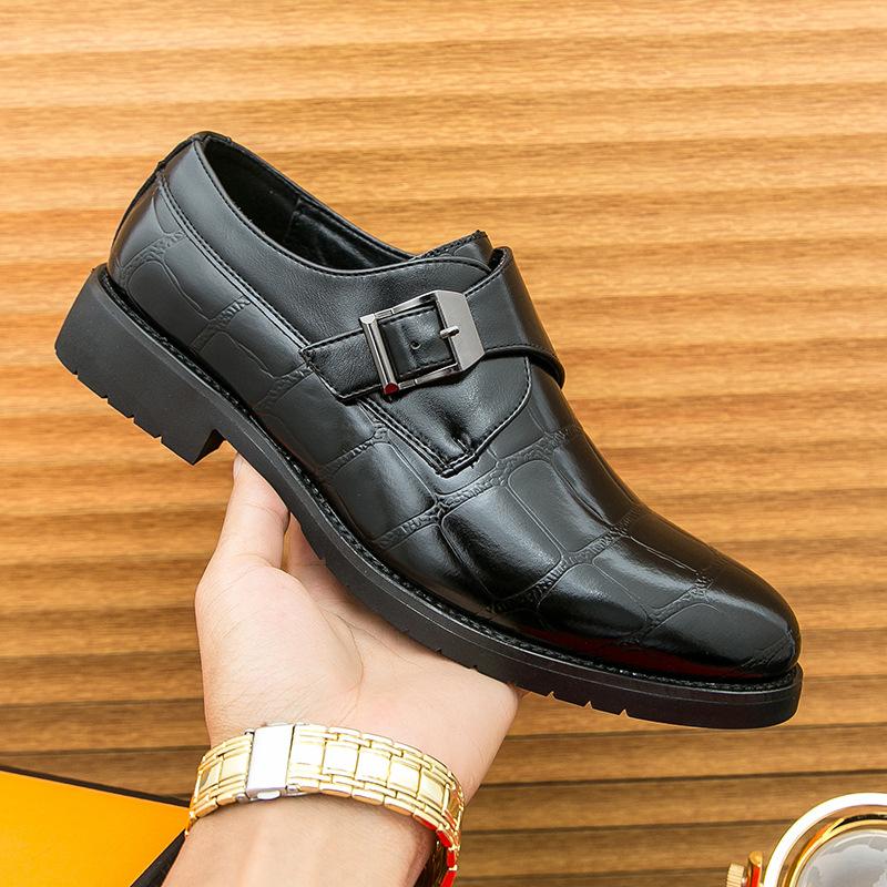 

Большие размеры Модные деловые туфли Munk, уличные британские трендовые низкие кожаные туфли, мужские кожаные туфли Lazy 38 чёрный