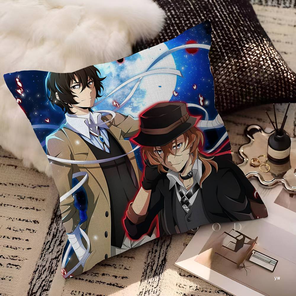 Poszewka na poduszkę z postacią z kreskówki Bungo Stray Dogs Prezent Toon Poszewka na poduszkę Sypialnia Dom Sofa Krzesło Siedzenie Dekoracja Poszewka na poduszkę