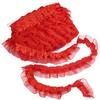 Pandahall 21.8 Yards Satin Organza Lace Edge Trim 2-Layer Gathered Ruffle Chiffon Ribbon 1-5/8 Inch Red Pleated Edging Trimmings Fabric for Cloth