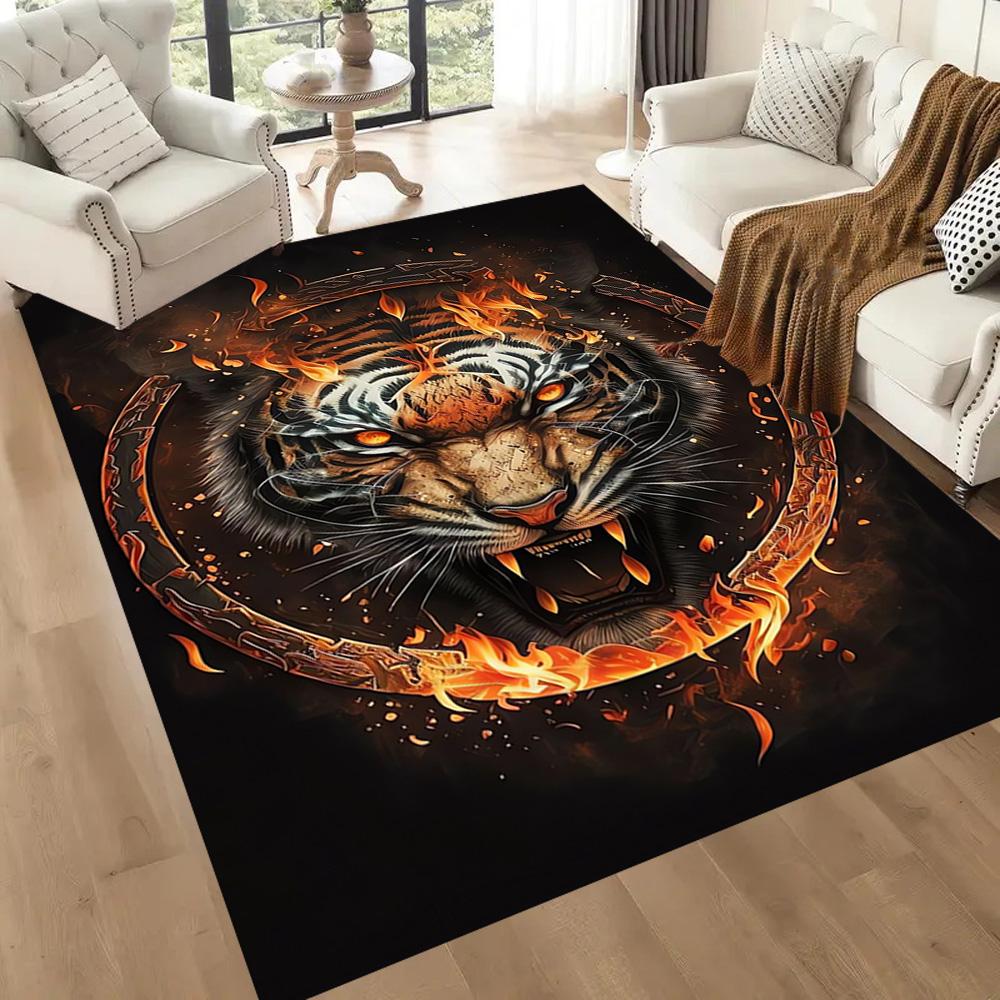 Colorful Tiger Portrait Floor Mats for Living Room, Bedroom and Room Decoration Are Suitable for Gifts.