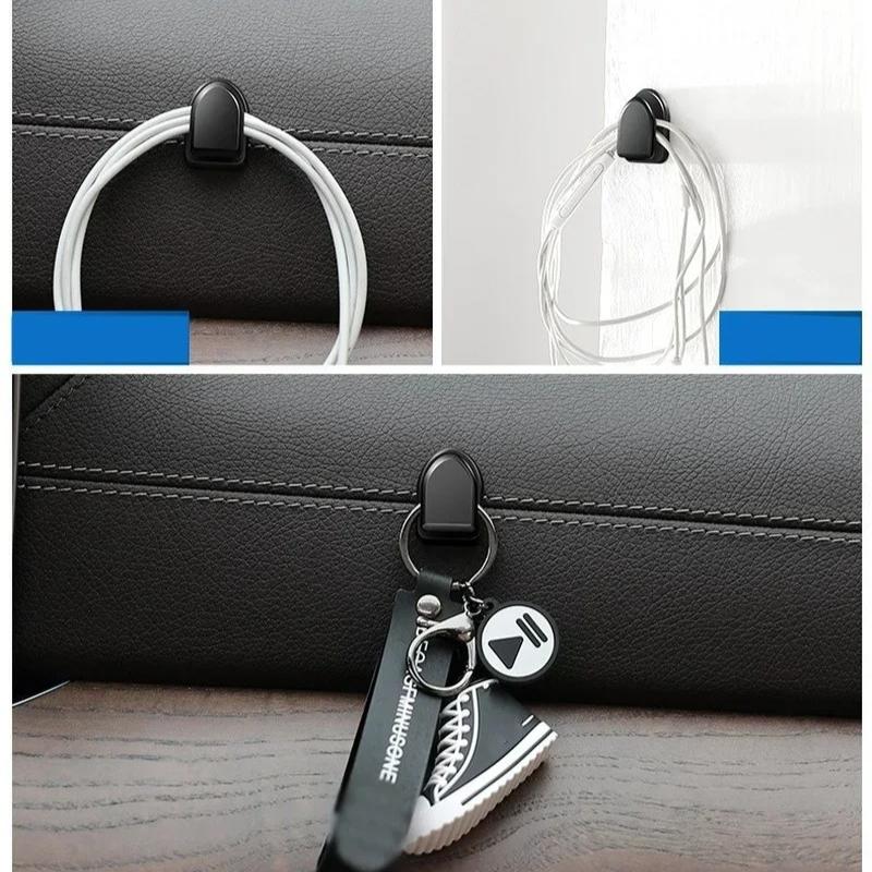 1-10pcs Car Storage Hooks, Strong Adhesive Paste for Dashboard, Organizer for Mask Cable Key, No Drill Interior Accessories
