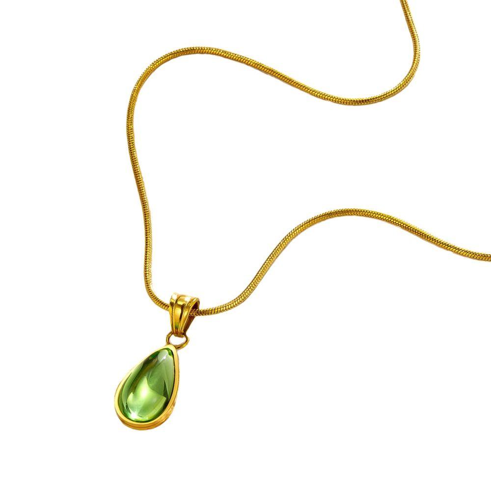 Gold Plated Droplet Necklace Clear Blue Ocean Necklace Water Drop Necklace Women Jewelry