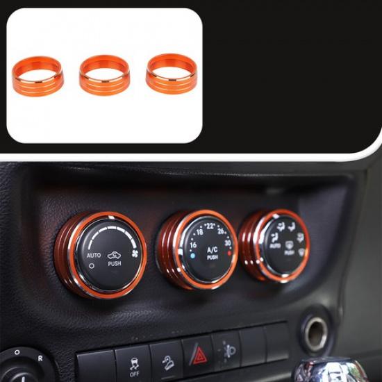 Central Air Condition Switch Knob Cover Trim For Jeep Wrangler JK 2011-17 Orange