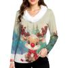 Women's Christmas Printed Long Sleeved Party Plush Neck V-neck Top