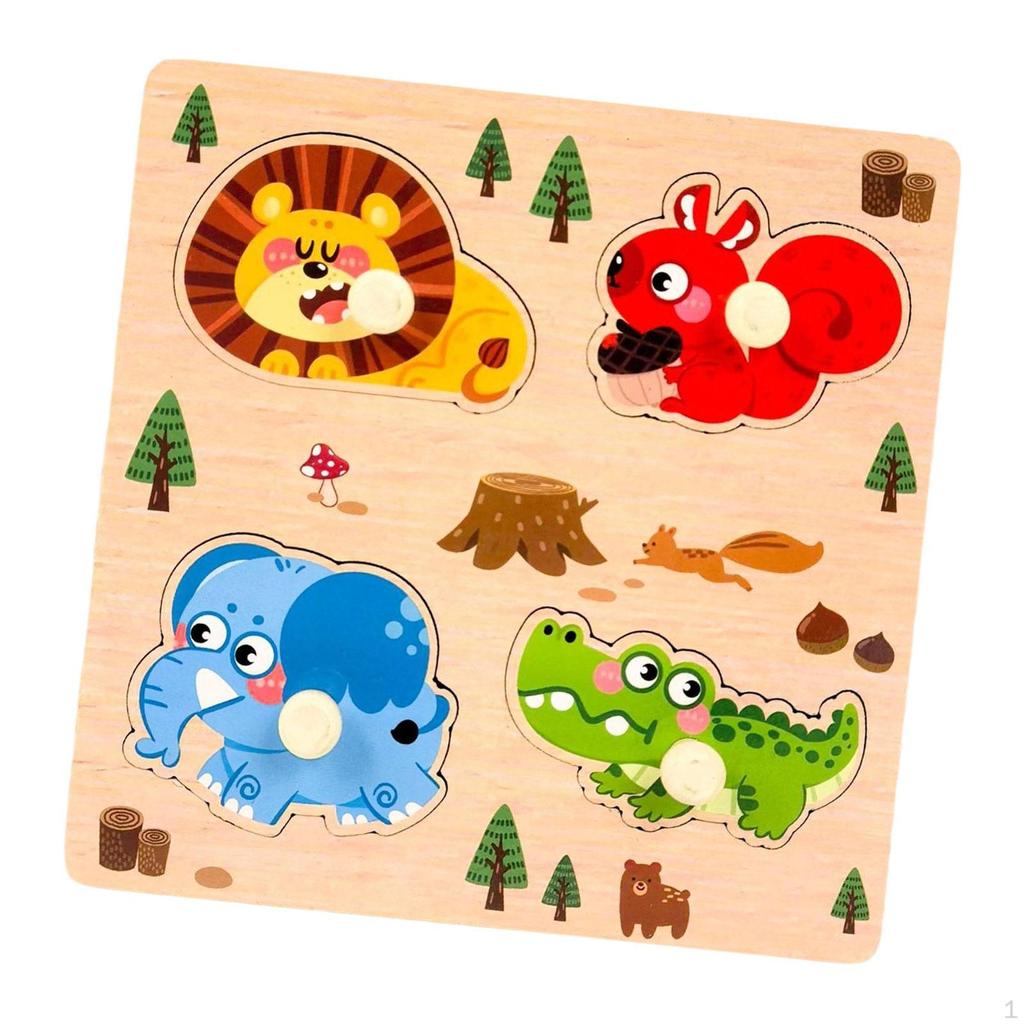 Learning Puzzle Cartoon Jigsaw Shape Matching Peg Preschool Wooden Name Function