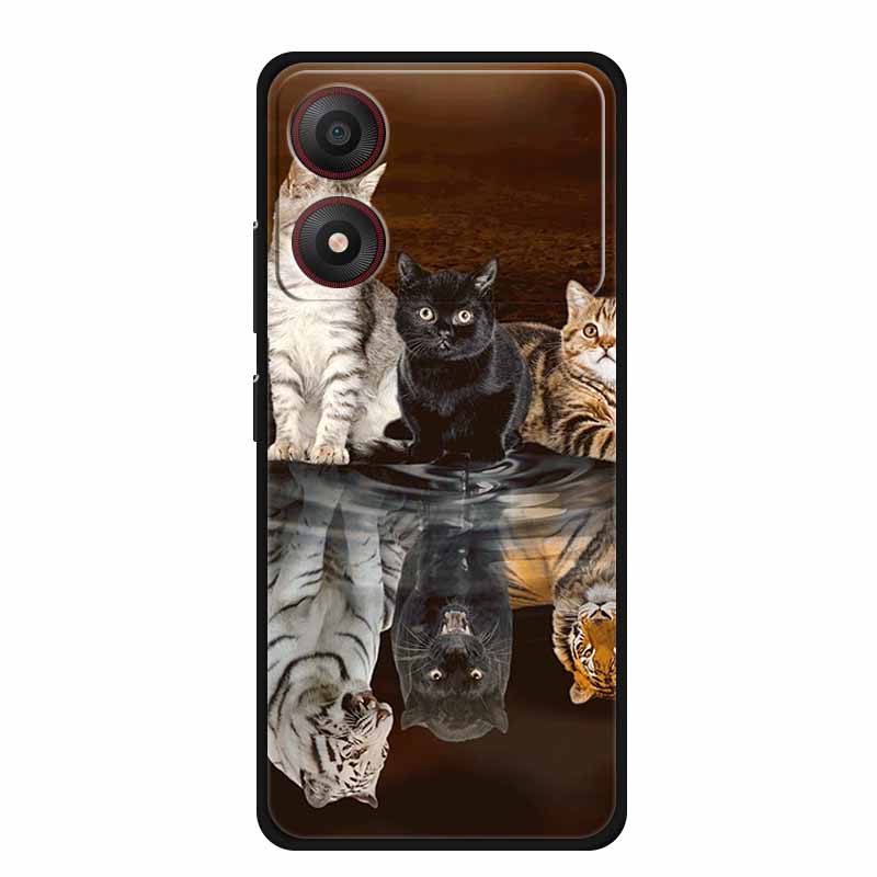 

For ZTE Blade A34 4G Case Soft Silicone TPU Lovely Painted Back Cover for ZTE Blade A 34 Black Bumper for BladeA34 Protector Cat ZTE Blade A34 4G
