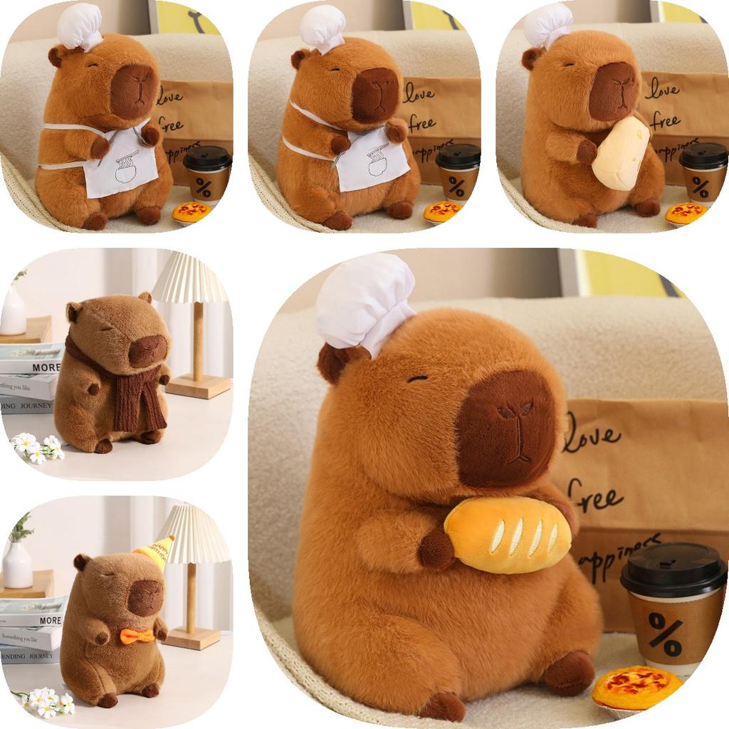 Toy Capybara Plush Animal Doll Shoulder Bag Chef Costume Children Holiday Gift