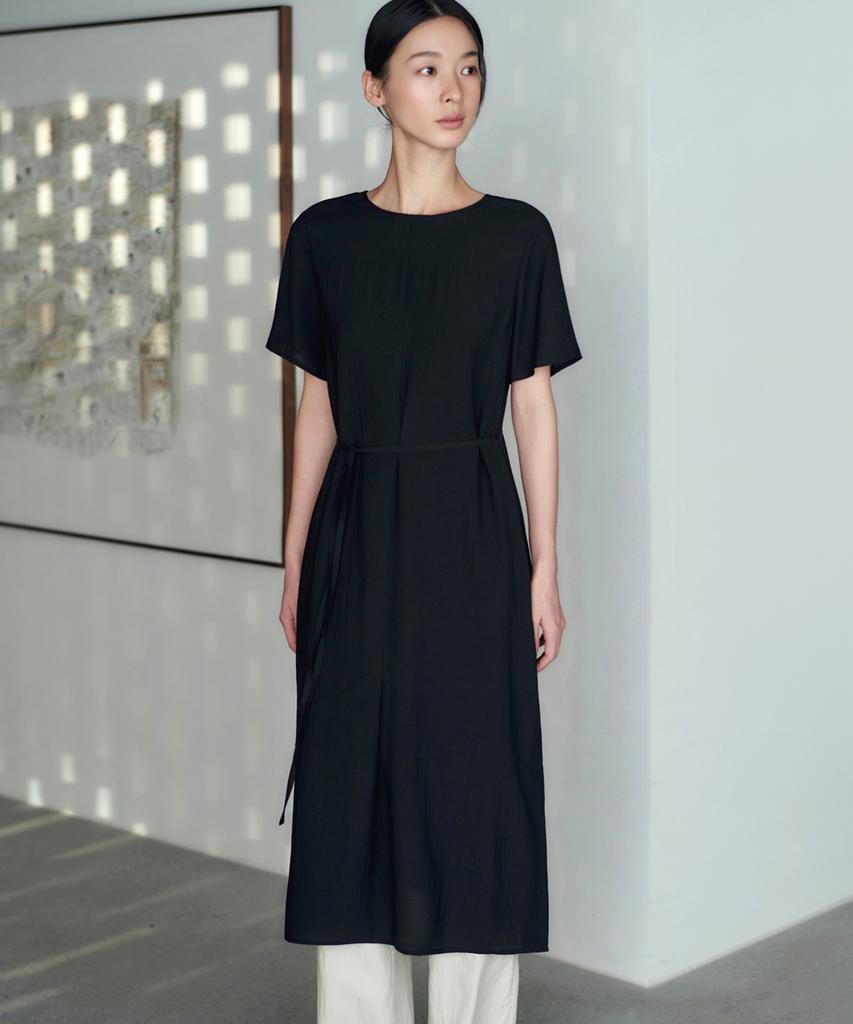 Aesmoeo Marine Loose Long Dress (Black)