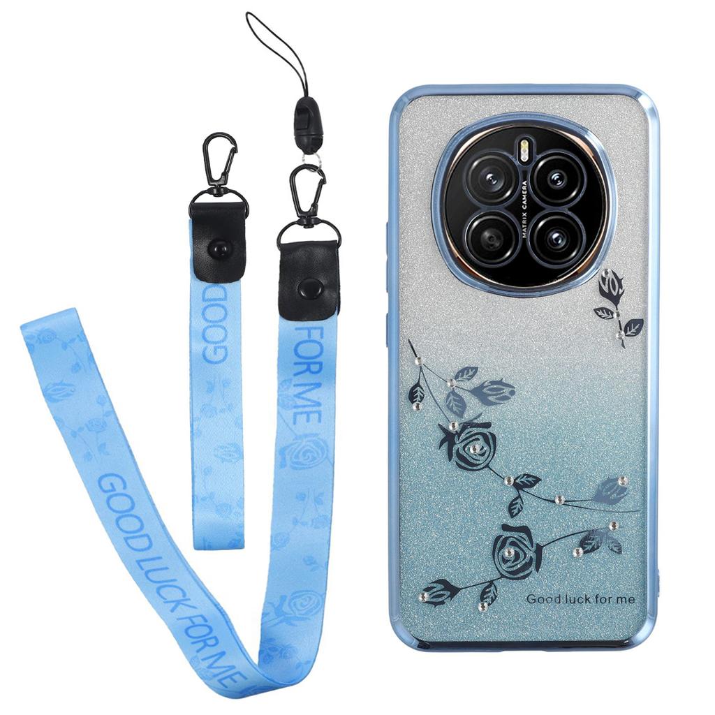 KADEM For Honor Magic7 5G Case Flower Pattern TPU Gradient Phone Cover with Lanyards