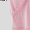 INCERUN Men Stand Neck Sleeveless Solid Casual Loose Tank Tops