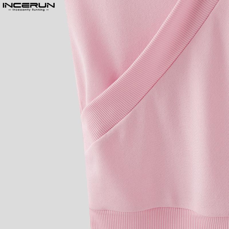 INCERUN Men Stand Neck Sleeveless Solid Casual Loose Tank Tops