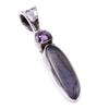 Natural Labradorite, Pink Amethyst 925 Solid Sterling Silver Pendant 1.25'' Q7P62