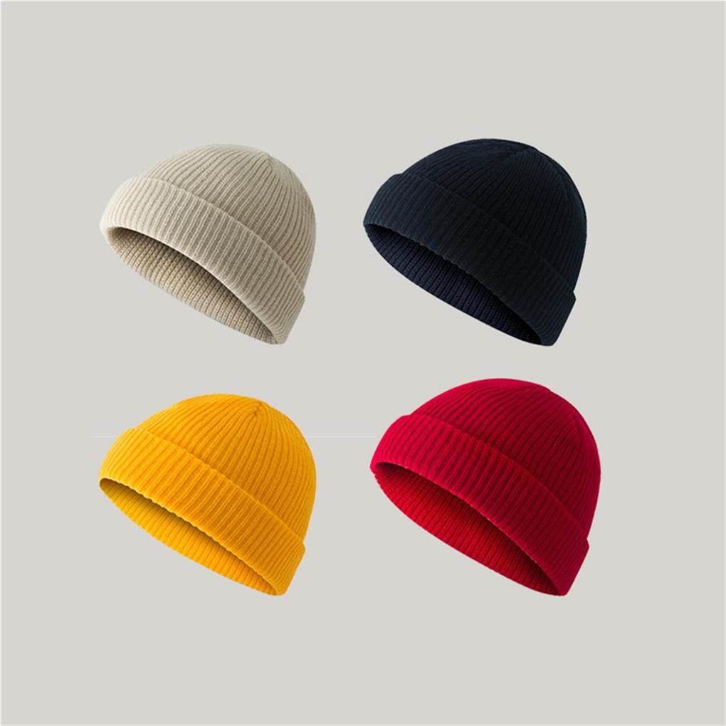 Knitted Hat Woolen Cap Warm Beanie Outdoor Unisex Winter Solid Headwear Supplies Vintage Retro Male Softness Style Color