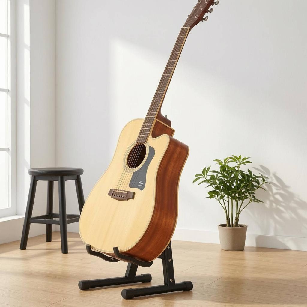 Folding Guitar Stand No Assembly Required V-Shaped Guitar Stand Instrument Storage Portable Music Accessory Space-Saving