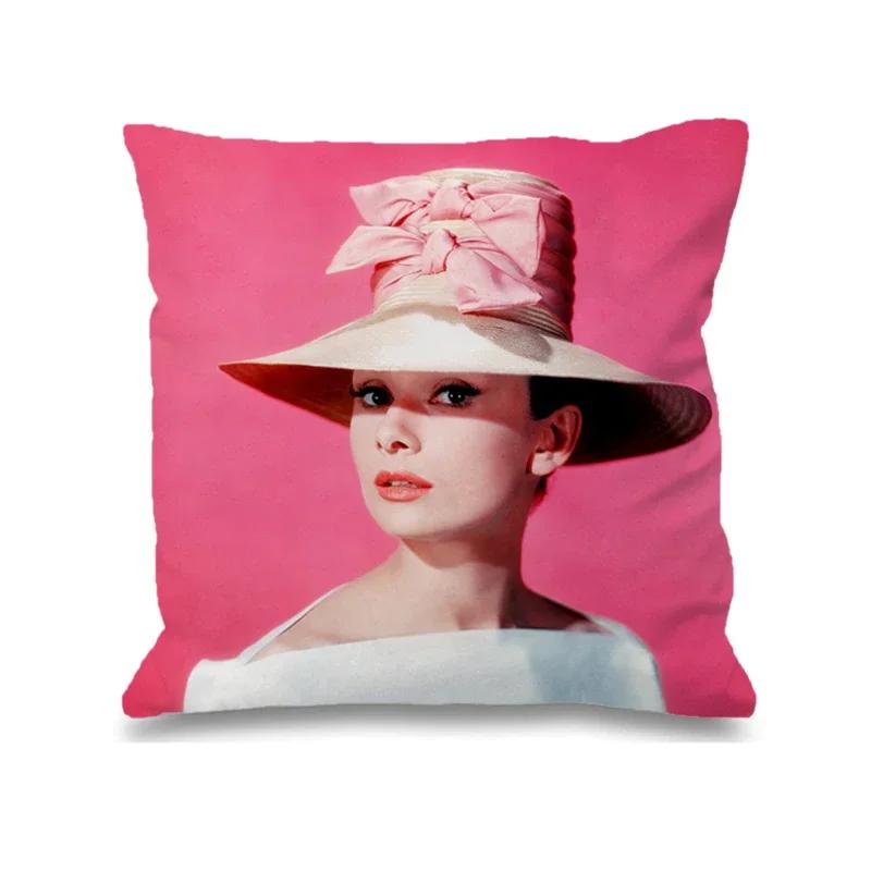 Audrey Hepburn Kissen Stuhlkissen Heim und Dekoration Doppelbettwäsche Kissenbezug Dekor 40x40 Kissenbezüge Dekorative Hülle