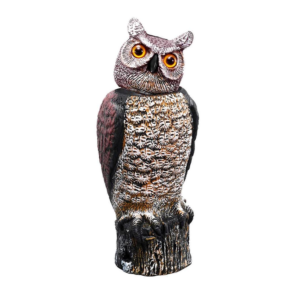 2x18inch Fake Owl Decoy with Rotating Head Bird Pigeon Crow Scarer