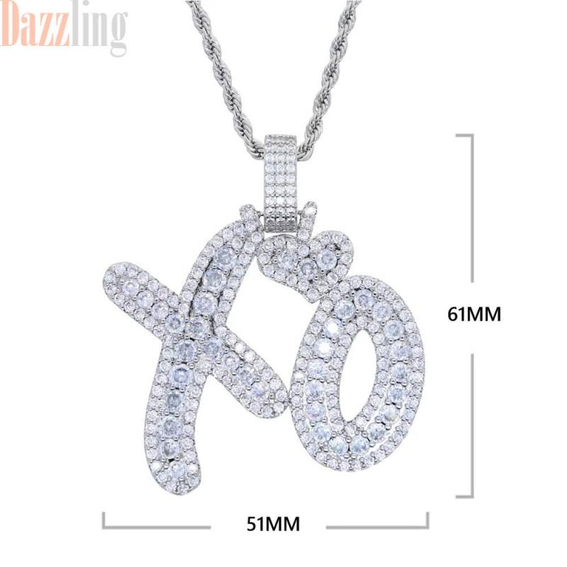 Mens Hip Hop XO Love Letter Pendant Necklace With Zirconia Crystals Gold Chain