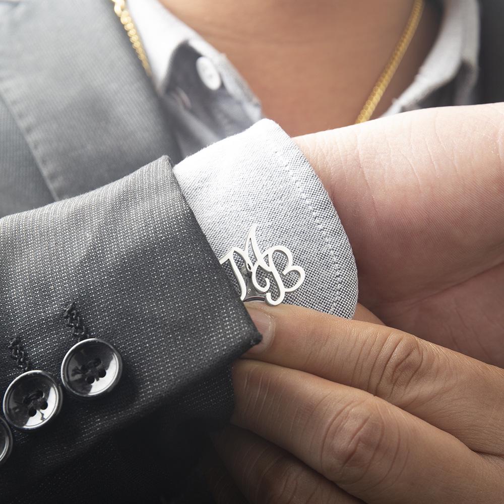 Custom Double-Letter Cufflinks for Men's French Shirts - Groom Wedding Accessory