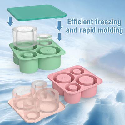 Bac à Glaçons Cylindrique Créatif Moule à Glaçons en Silicone Facile à Démouler Couvercle Anti-Fuite Sans BPA Machine à Glaçons Facile à Utiliser pour Cocktails Café Boisson d'Été