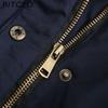 BITCED Fall/Winter Puffer Jacket for Women with Fleece Lining, Fur Collar, Hooded Warm Coat, Loose-Fit Cotton Jacket