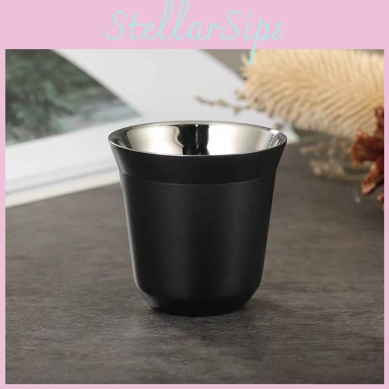 Double Stainless Wall Steel Espresso Cup Insulation Coffee Capsule Shape Mugs