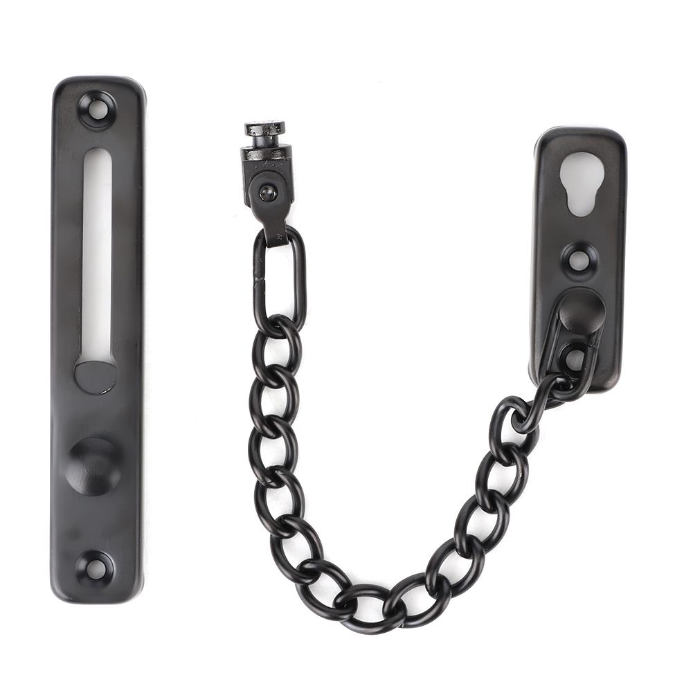 Stainless Steel Durable Anti Theft Chain Lock Safety Security Guard Door Lock Latch Home Hotel(Black )