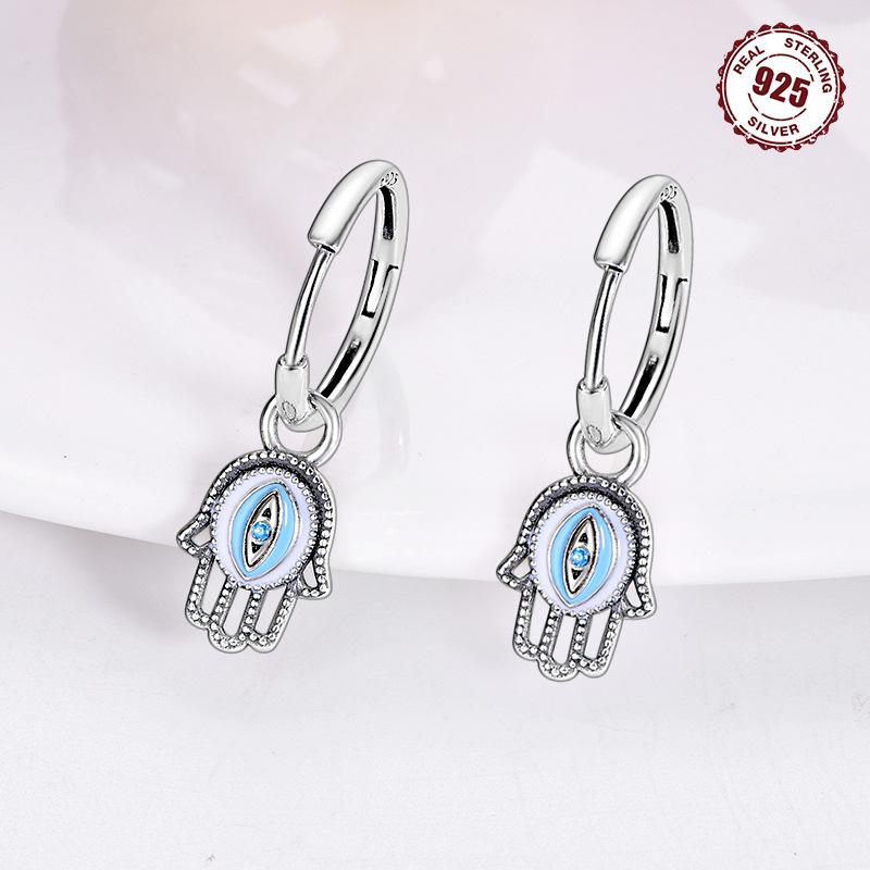 Earrings S9 Sterling Silver Premium Demon'S Eye Oil Drop Earrings