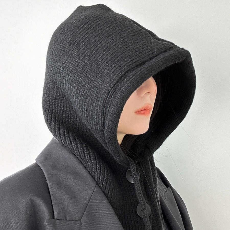 Korean Version of Autumn and Winter New Fashionable and Versatile Balaclava Hat Scarf Integrated Ear Protection Knitted Wool Warm Hat