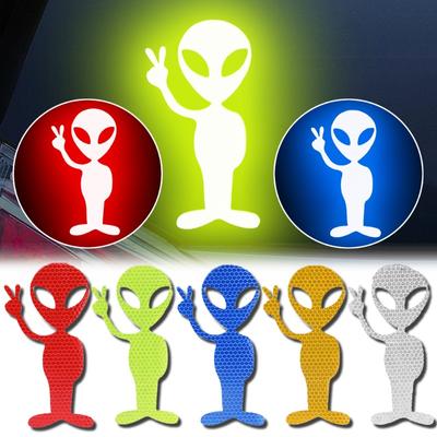 Alien Reflective Stickers For Car Night Warning Creative Styling Car Motorcycle Sticker Decals Auto Driving Safety Decals