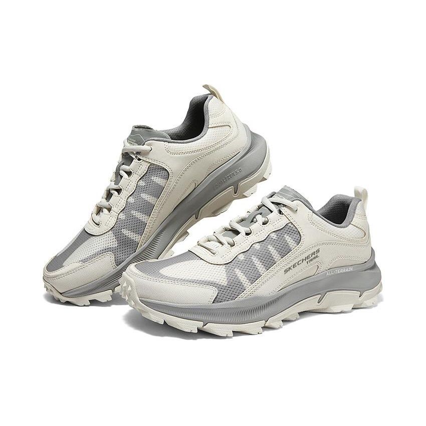 Skechers Men White Grey Low Top Casual Shoes Cushioning Wear Resistant 237505-NTGY