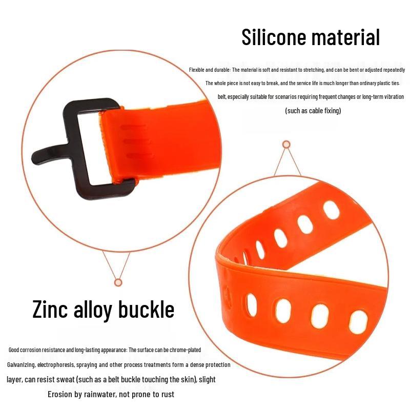 Customizable Silicone Cable Ties & Portable Adjustable Straps