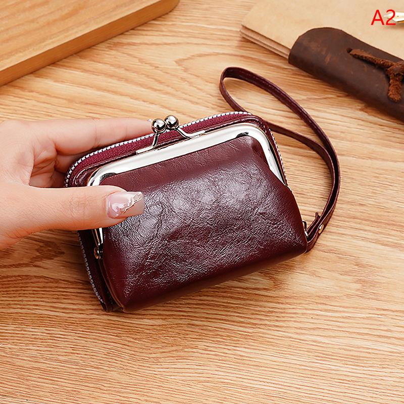 PU Leather Women's Coin Purse Multi-Slot Card Holder Portable Buckle Wallet and Lipstick Pocket