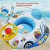 Cartoon Inflatable Swimming Ring Car with Horn & Steering Wheel for Ages 1-3