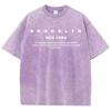 Brooklyn New York Slogan Printedsummer Vintage Washed Originality Cotton T-Shirt Normcore Round Neck Short Sleeved