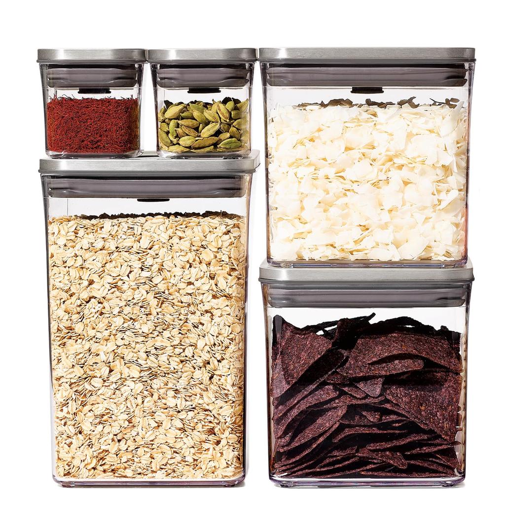 OXO Plastic Storage Stainless Steel Pop Kitchen Storage Dry Mini Container, Airtight, 0.2L, Container, (Food, Condiments, Goods, Moisture-Proof),