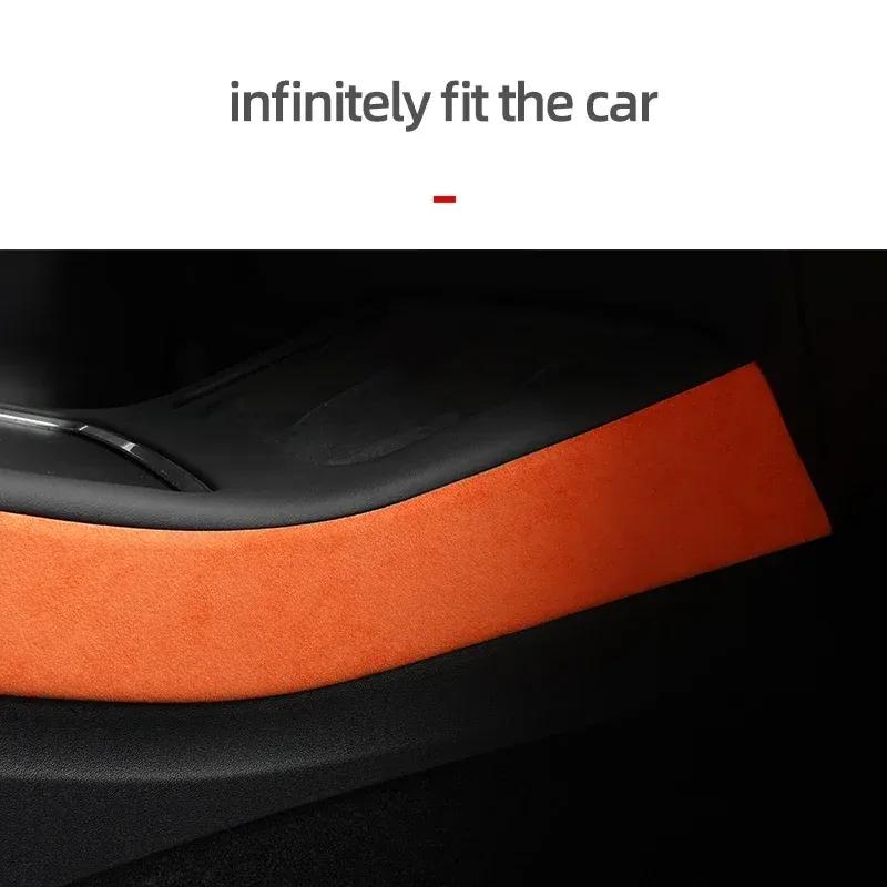 Betterhumz For Tesla Model 3 Model Y Gear Shift Side Trim Strip Made of Alcantara Wrap Console Sticker Interior Deco Accessories