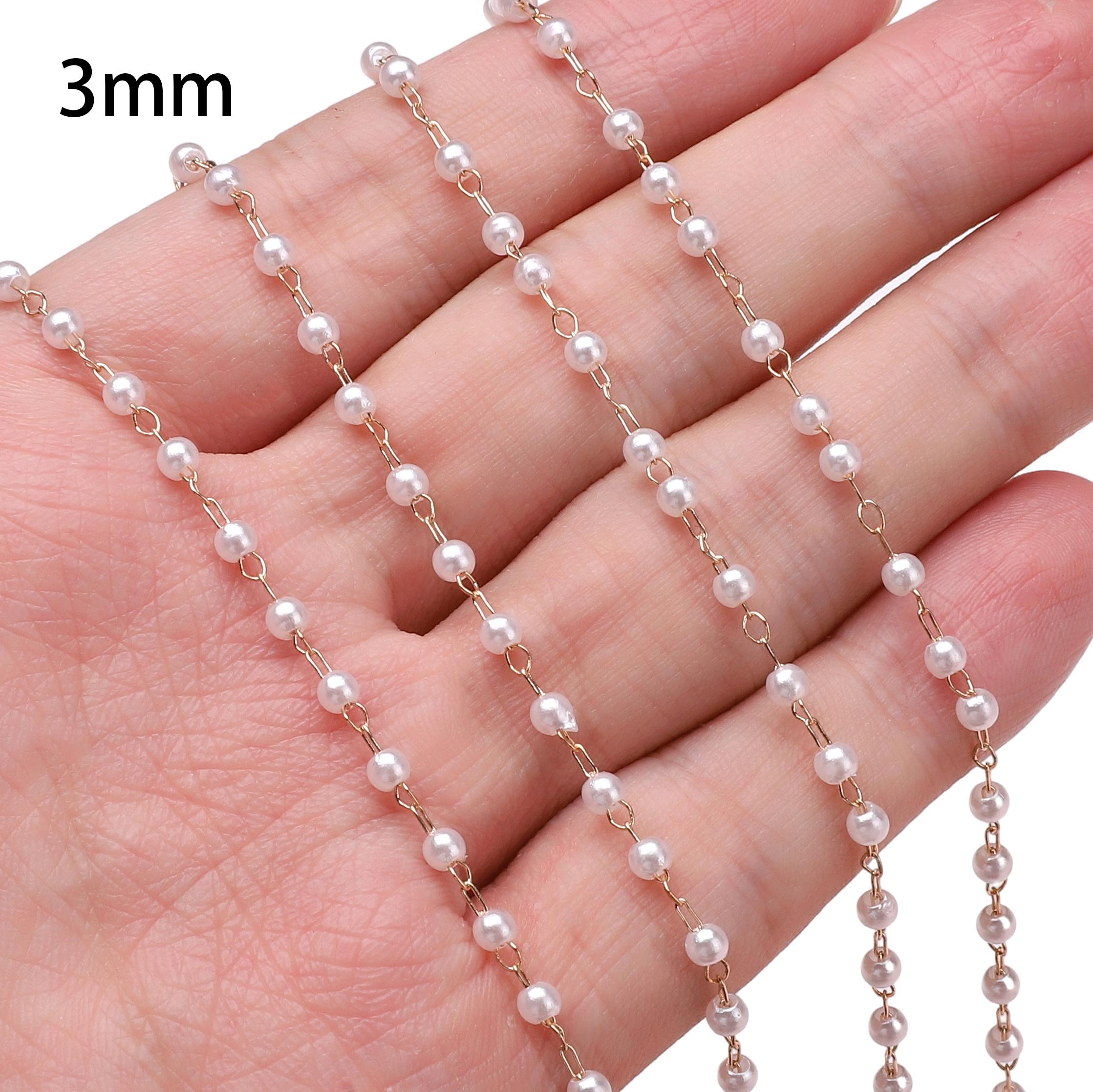 

50 см ABS круглые искусственные жемчужные бусины цепочка для самостоятельного изготовления ювелирных изделий аксессуары для украшения дома 3mm золотой