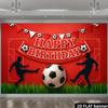 2D Soccer Party Backdrop - Red Grass Football Banner for Kids Sports Birthday Photoshoot