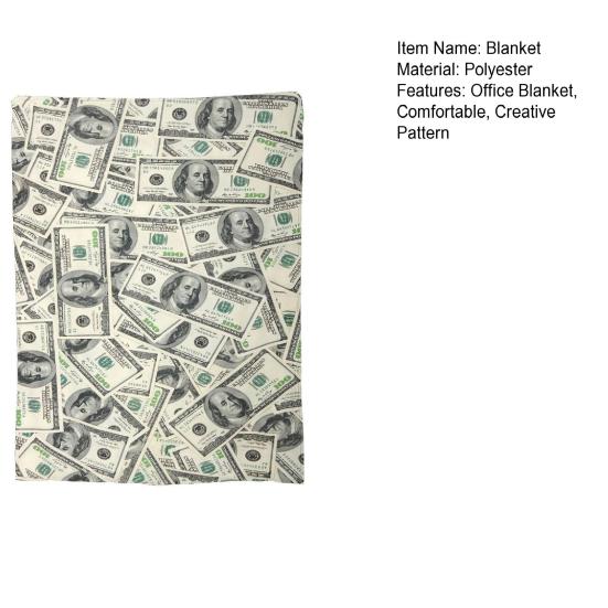 Creative U.S. Money Blanket, Single-Sided Thickened Polyester Throw Blanket, Soft Warm Nap Blanket for Sofa Bed Couch