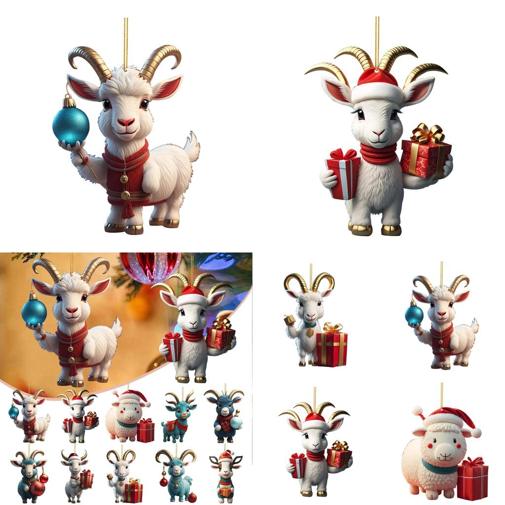 Entzückendes Cartoon-Ziegen-Auto-Hängeornament für Weihnachtsbaum-Hausdekoration
