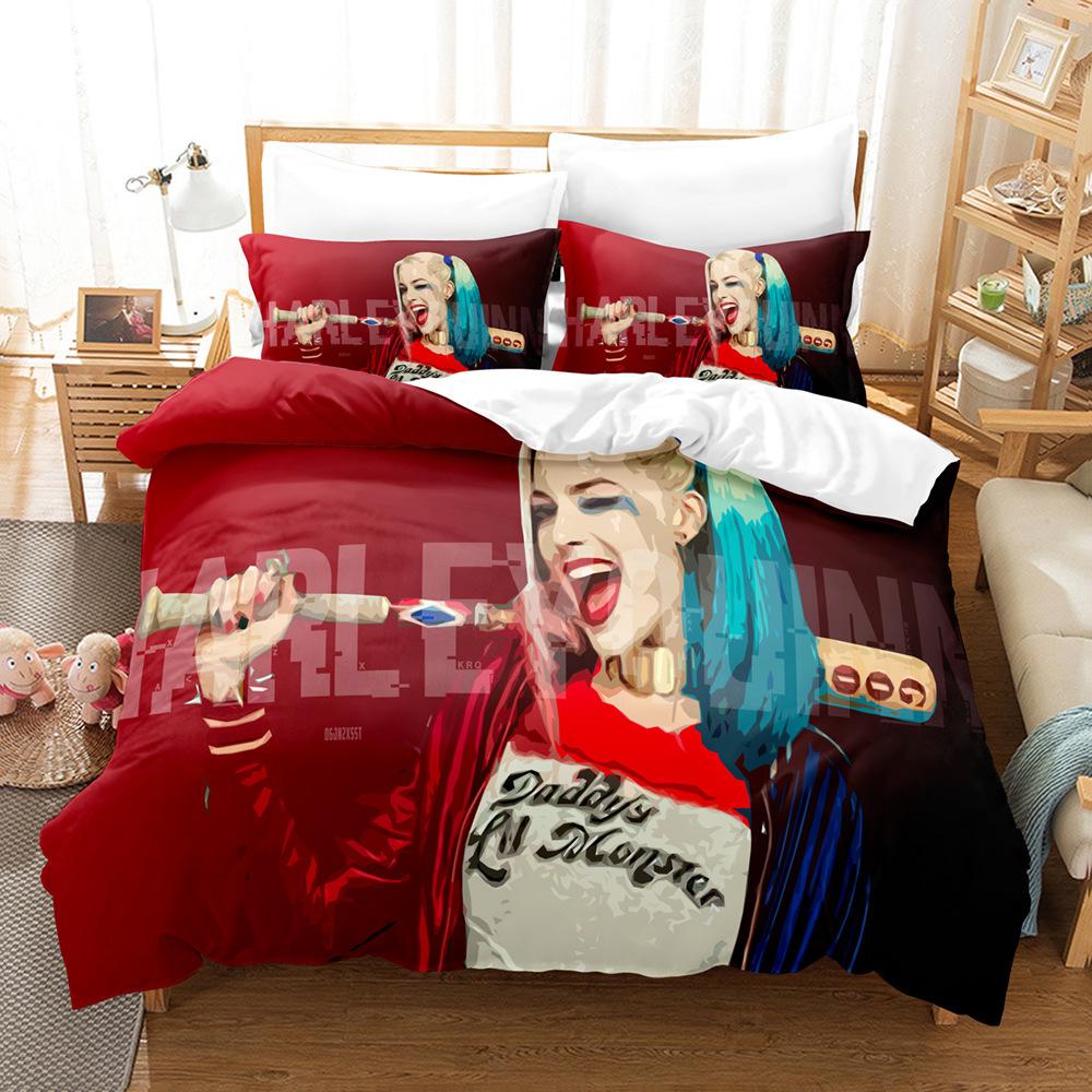 Animated film H-Harley Quinn Bedding SetJoker Duvet Cover Pillowcase 2/3pcs Adult Boy Girl Bedroom Decoration Single/Double