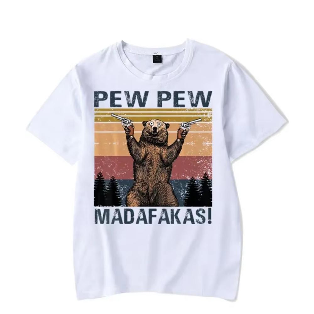 Men's T-shirt Pew Pew Madafakas Kawaii T Shirt Men Women Tshirt Funny Bear Graphic T Shirts Oversized T Shirt Harajuku Shirts