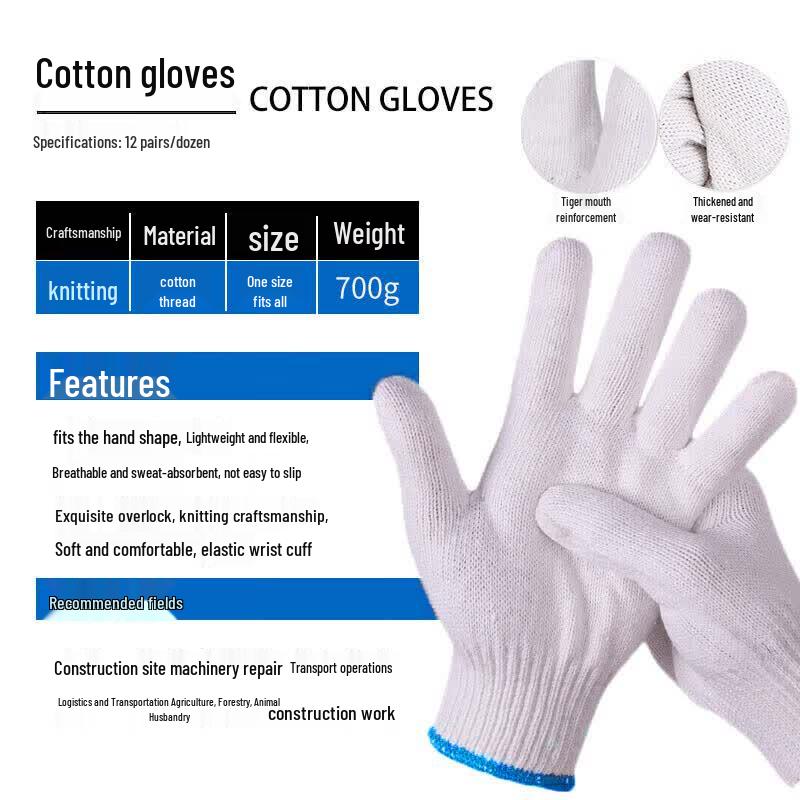 Minggu Durable Cotton Work Gloves