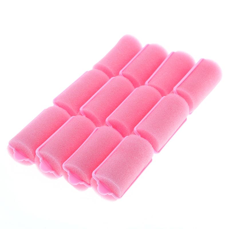 12 Sztuk Różowa Klamra Miękka Pianka Lokówka Do Włosów Curlring Stylizacja Salon Fryzjerstwo Twist Narzędzia