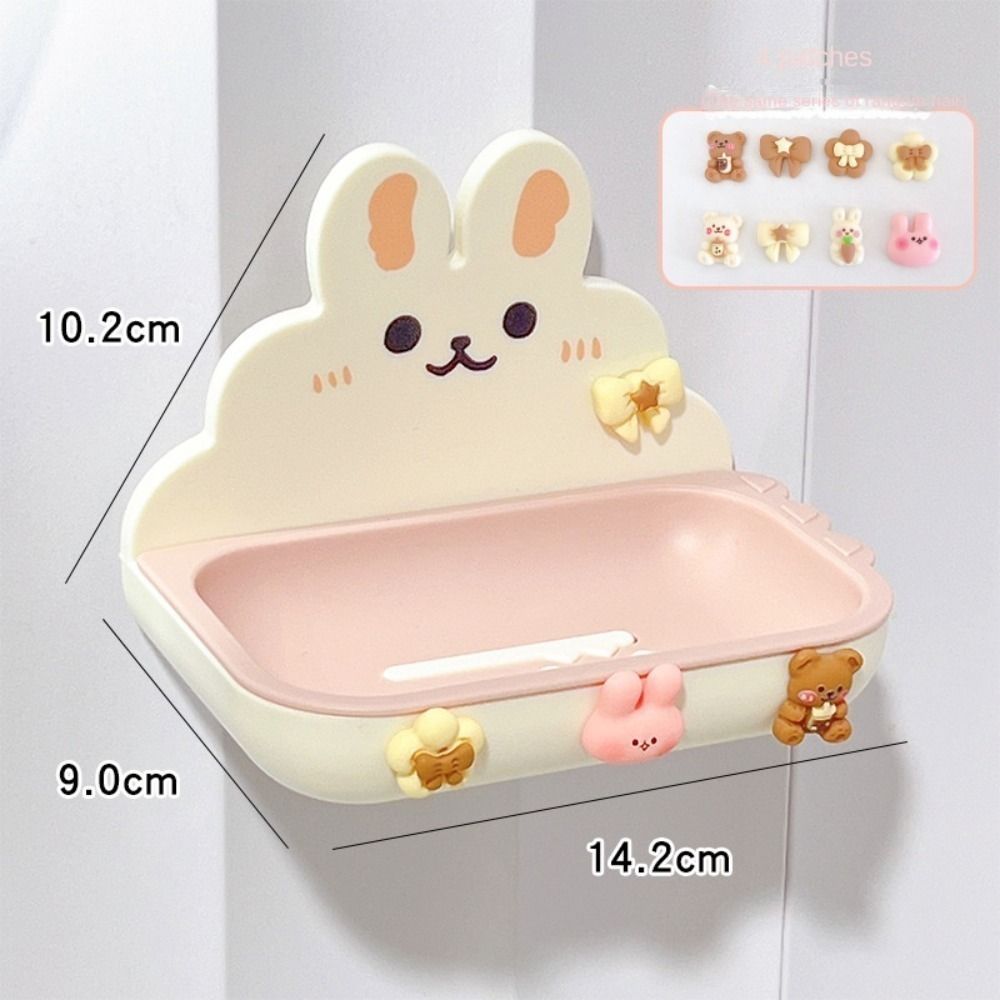 With 3D Paster Punch Free Soap Rack Cartoon Rabbit Soap Storage Tray  Counter Top