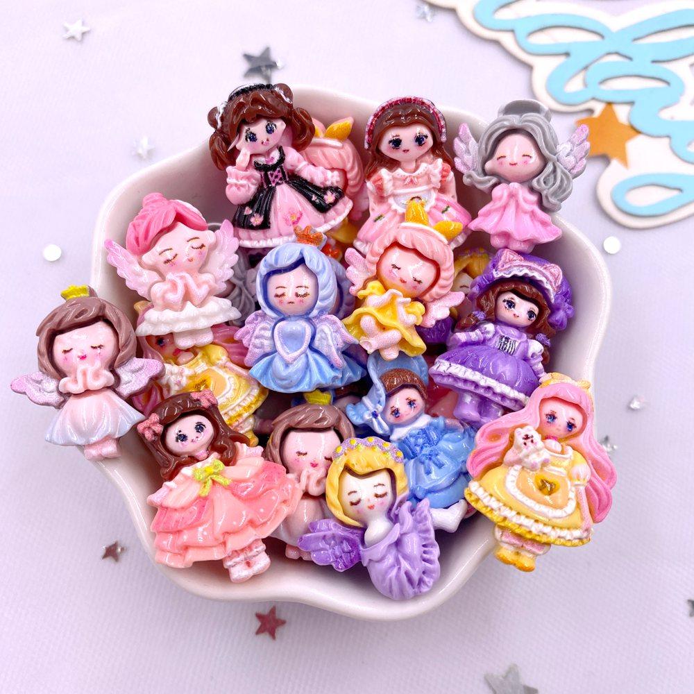 20 SZTŻywica Kawaii Kolorowy Kreskówkowy Aniołek Dziewczynka Płaska Kamień Wystrój Domu Księżniczka Wróżka Figurka Scrapbooking DIY Akcesoria Rękodzieło