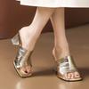 Fashion 2025 Women Wear Summer Fashion New High-heeled Cool Slippers with A Leather Block Heel Open Toe Single-toe Slippers