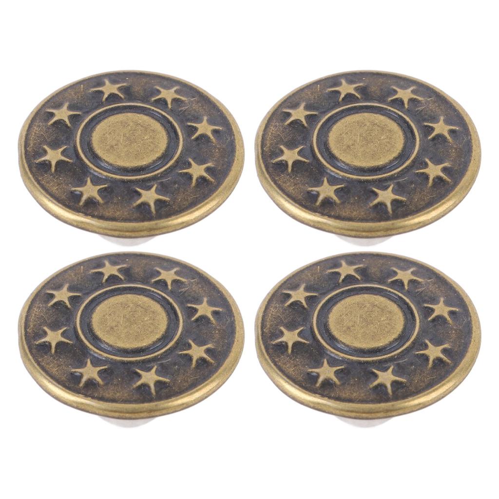 50 Sets Pants Button 17mm Bronze Circle Star Pattern Stainless Steel Pants Rivets with 2x6.5mm