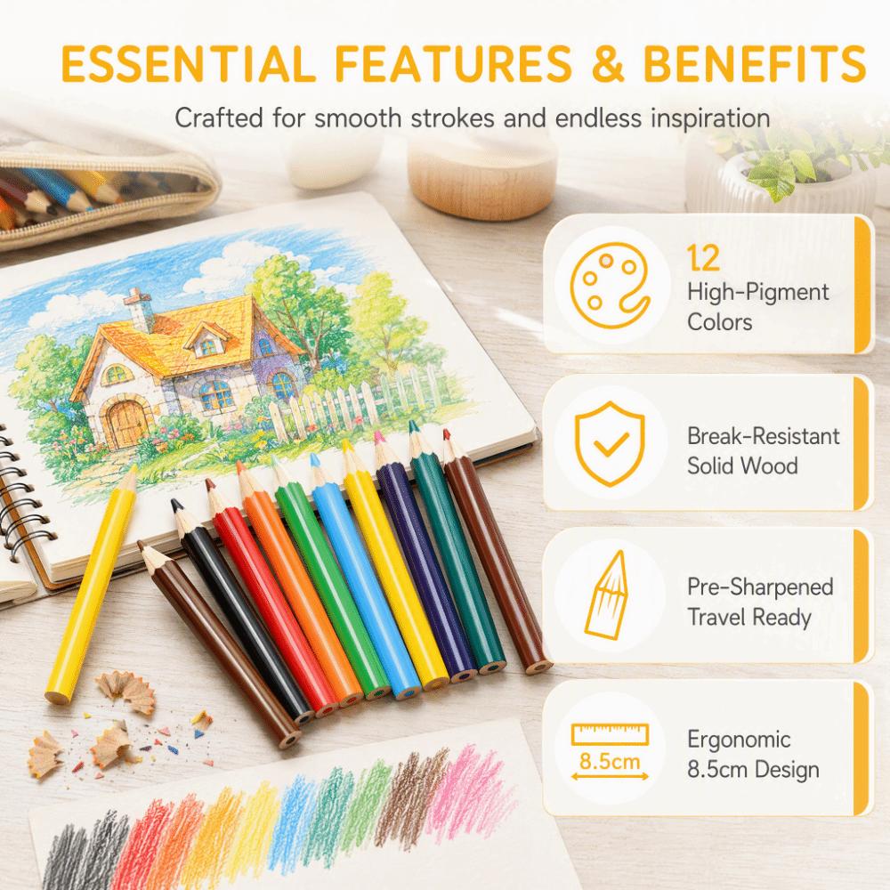 Mini Drawing Pencils Wood Sketching Color Pencils Graffiti Art Pencils Office Casual Doodling